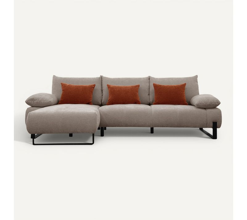 Canapé d'angle meridienne gauche LUCCAS tissu madera taupe