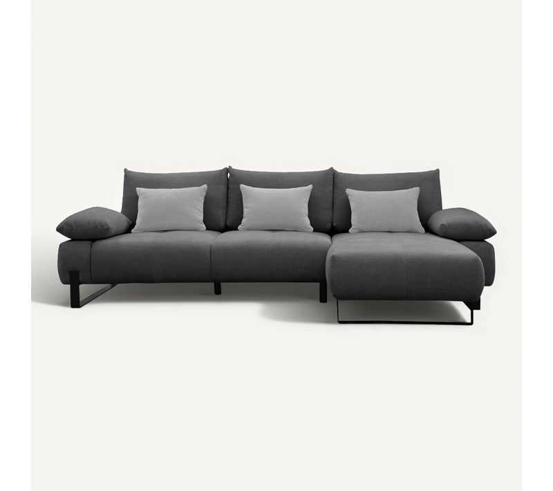 Canapé d'angle meridienne droit LUCCAS tissu forte anthracite