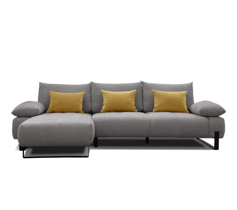 Canapé d'angle meridienne gauche LUCCAS tissu forte gris moyen