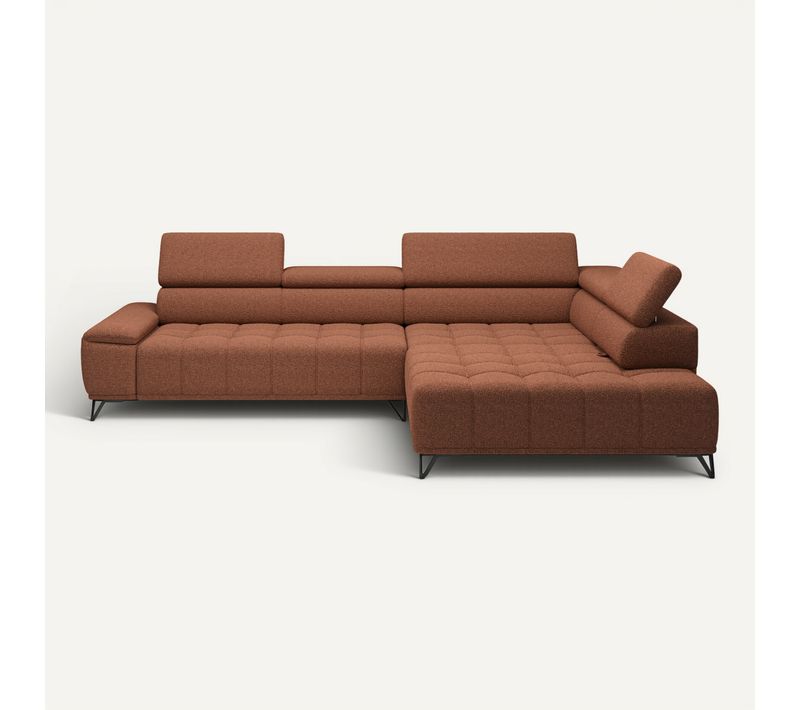 Canapé d'angle droit relax PALLADIO tissu bubble terracotta