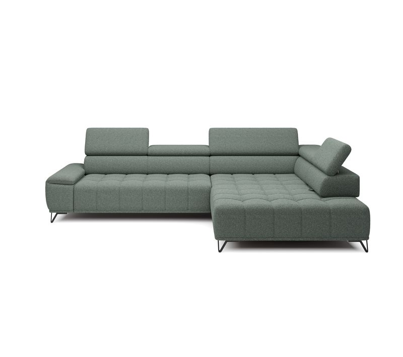Canapé d'angle droit relax PALLADIO tissu bubble vert clair
