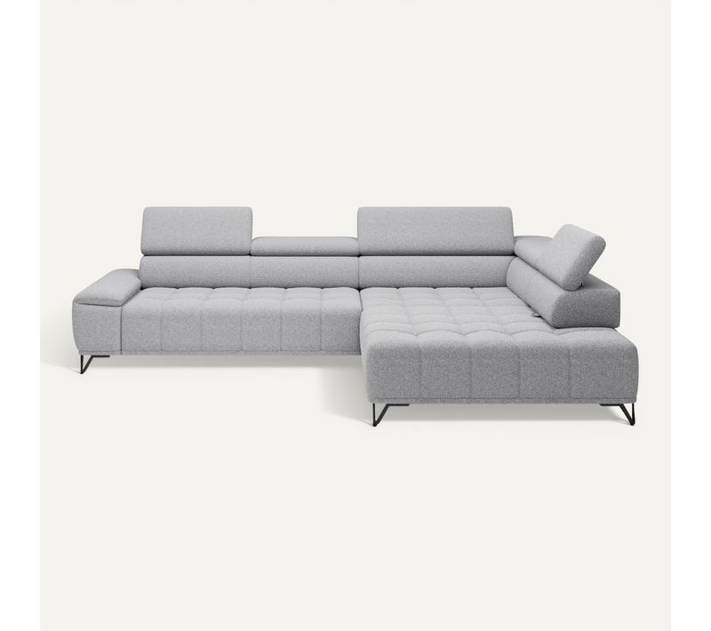 Canapé d'angle droit relax PALLADIO tissu bubble gris clair