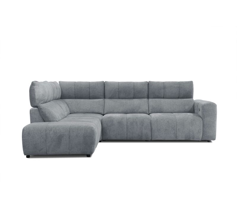 Canapé d'angle relax électrique gauche UNIVERS tissu forte gris