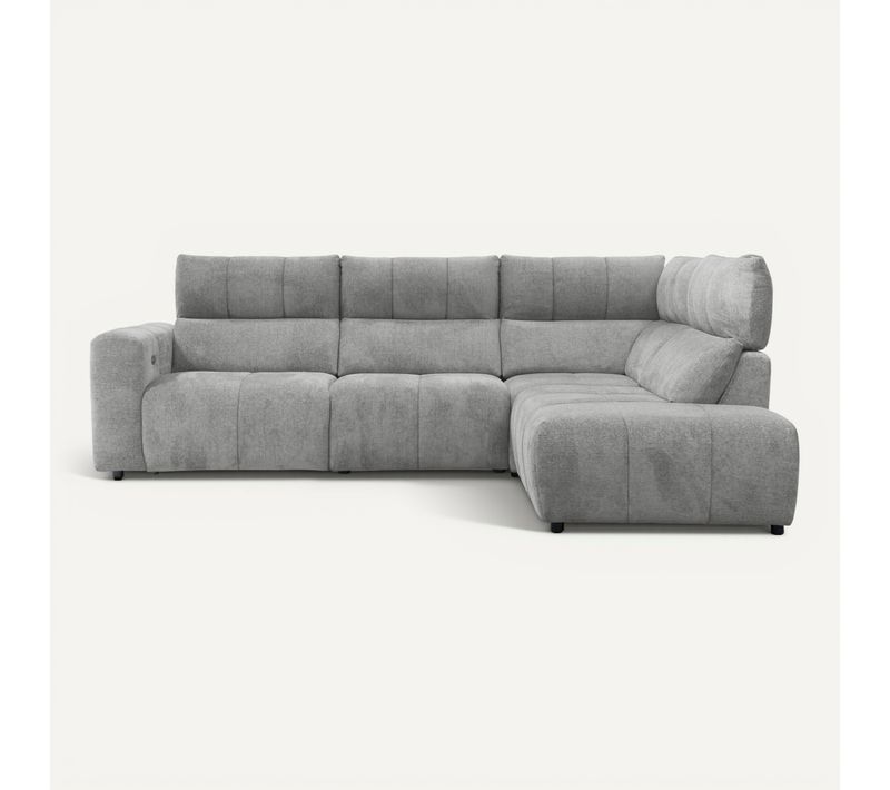 Canapé angle relax électrique droit UNIVERS tissu forte gris moyen