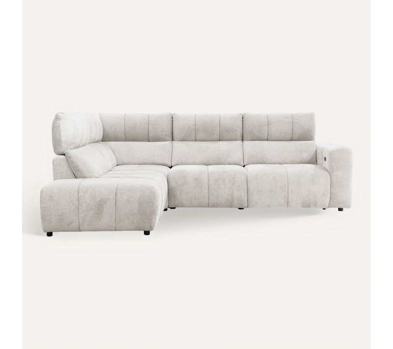 Canapé angle relax électrique gauche UNIVERS tissu forte 22 beige