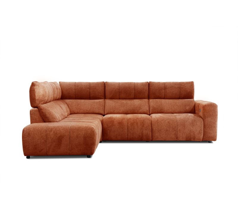 Canapé angle relax électrique gauche UNIVERS tissu forte terracotta