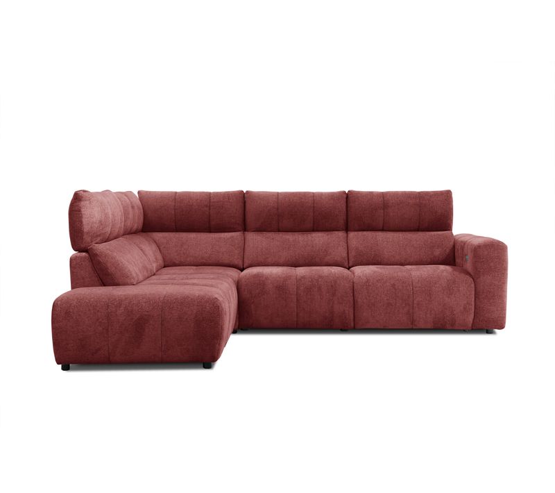 Canapé angle relax électrique gauche UNIVERS tissu forte lie de vin