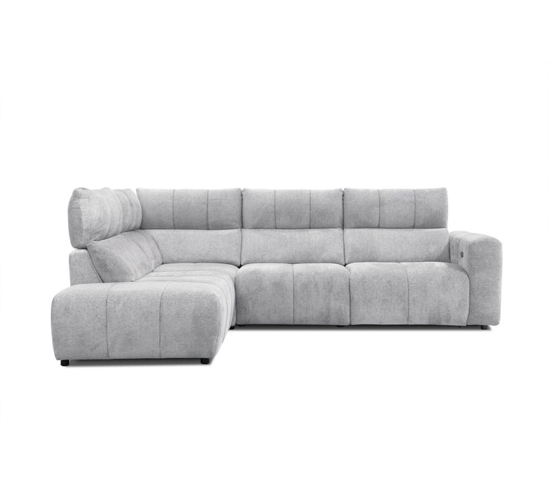 Canapé angle relax électrique gauche UNIVERS tissu forte gris clair