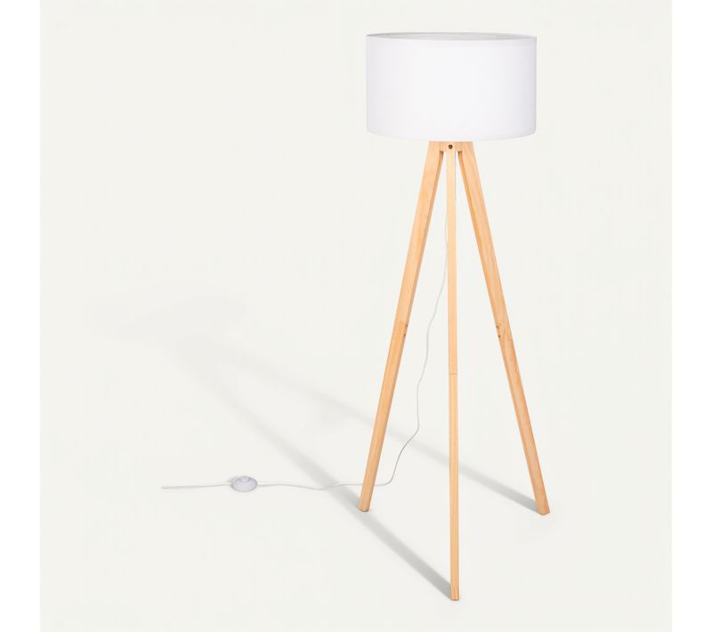 Lampadaire trépied H. 144 cm KIRSTEN 2 Naturel et blanc
