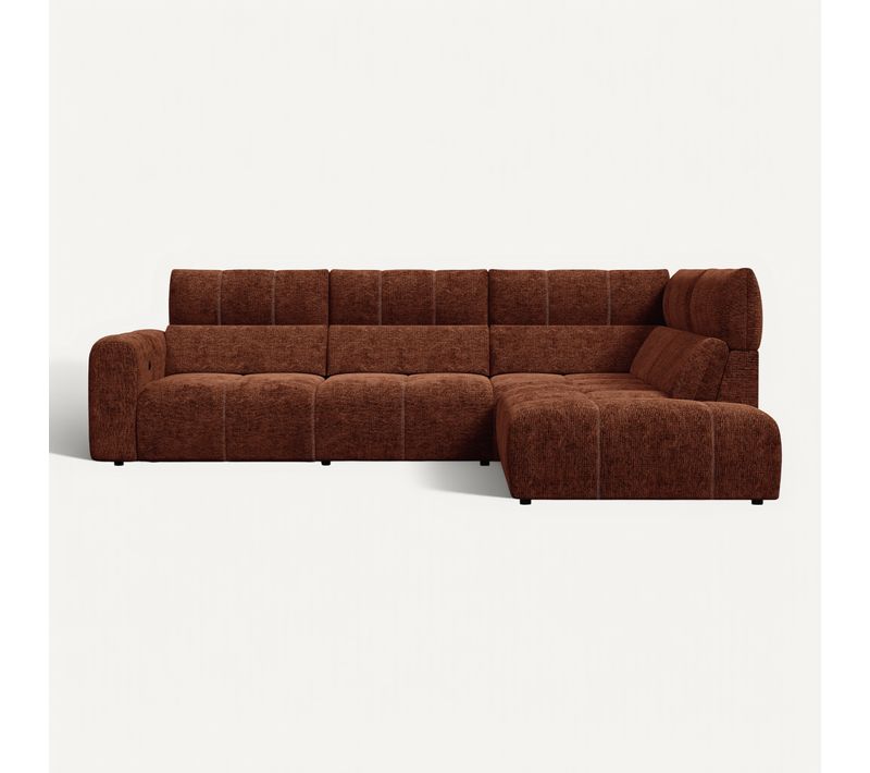 Canapé angle relax électrique droit UNIVERS tissu sajma brique