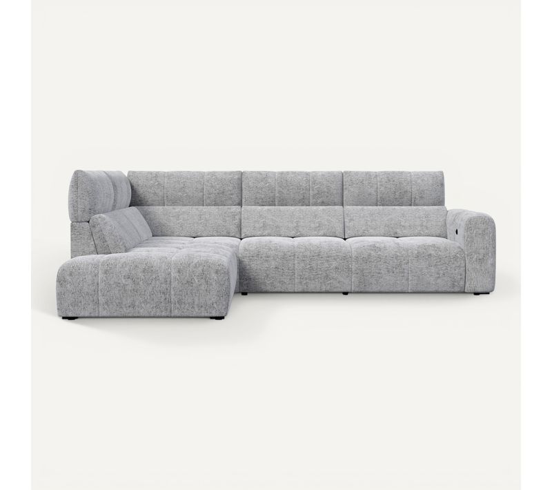 Canapé angle relax électrique gauche UNIVERS tissu sajma gris clair