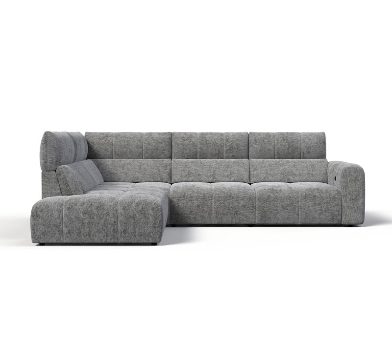 Canapé angle relax électrique gauche UNIVERS tissu sajma gris moyen