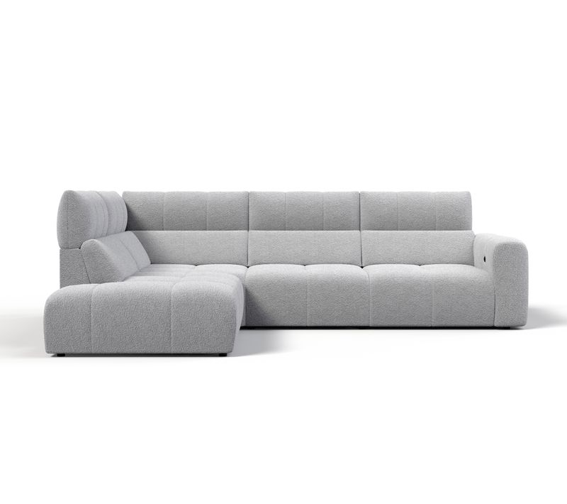 Canapé angle relax électrique gauche UNIVERS tissu oro gris clair