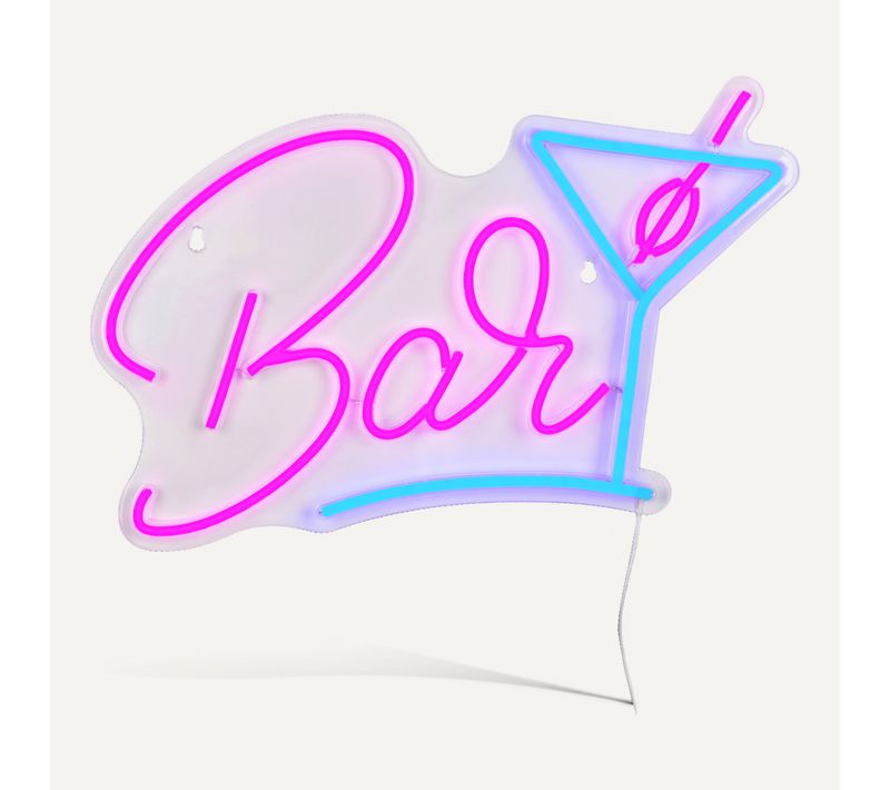 Néon mural LED USB L. 40 cm BAR Rose et bleu