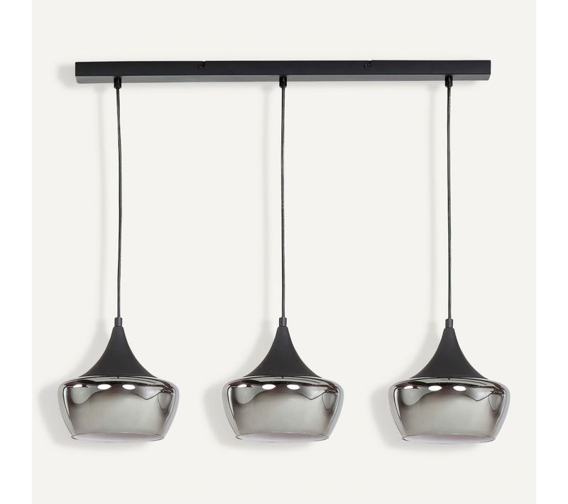 Suspension 3 lumières L. 80 cm NEBULA Noire