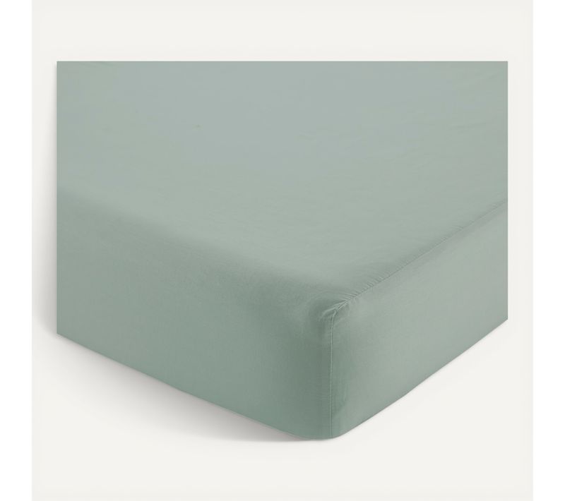 Drap housse sauge 140x190 cm DREAMEA PERCALE SAUGE