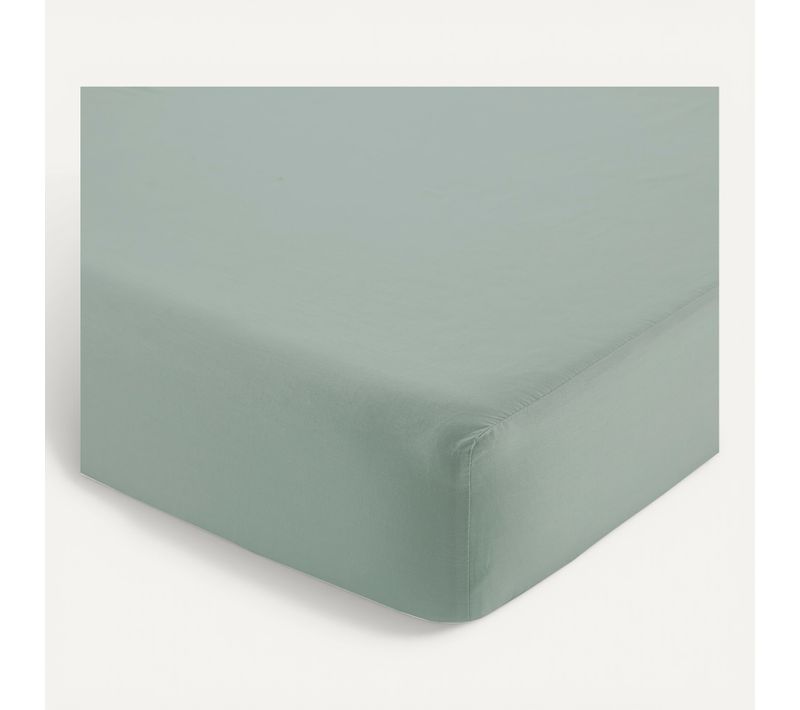 Drap housse sauge 180x200 cm DREAMEA PERCALE SAUGE