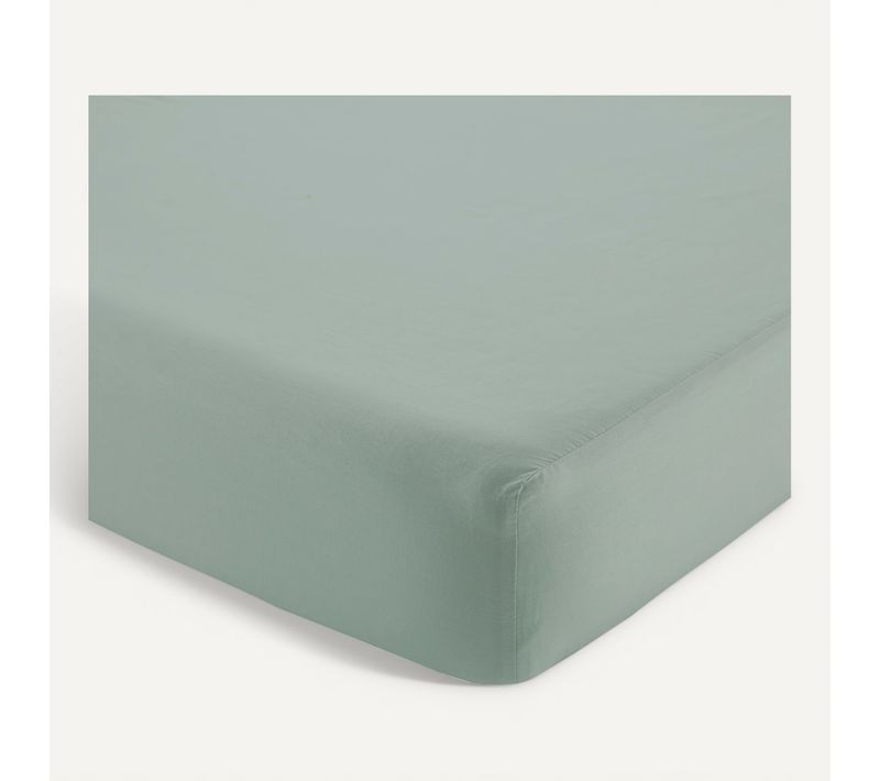 Drap housse sauge 160x200 cm DREAMEA PERCALE SAUGE