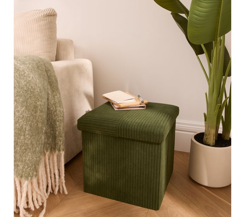 Pouf pliable H. 38 cm PAT Kaki