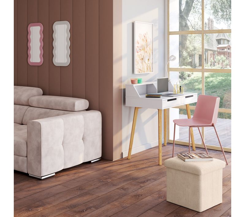 Pouf pliable H. 38 cm PAT Ecru