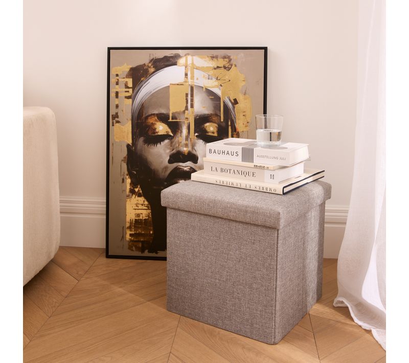 Pouf pliable H. 38 cm PAULINE Gris