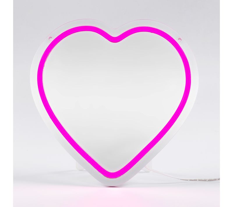Miroir coeur néon LED USB COEUR Rose