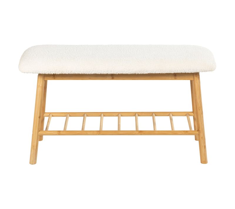 Banc avec range chaussures NOLA Blanc / Naturel