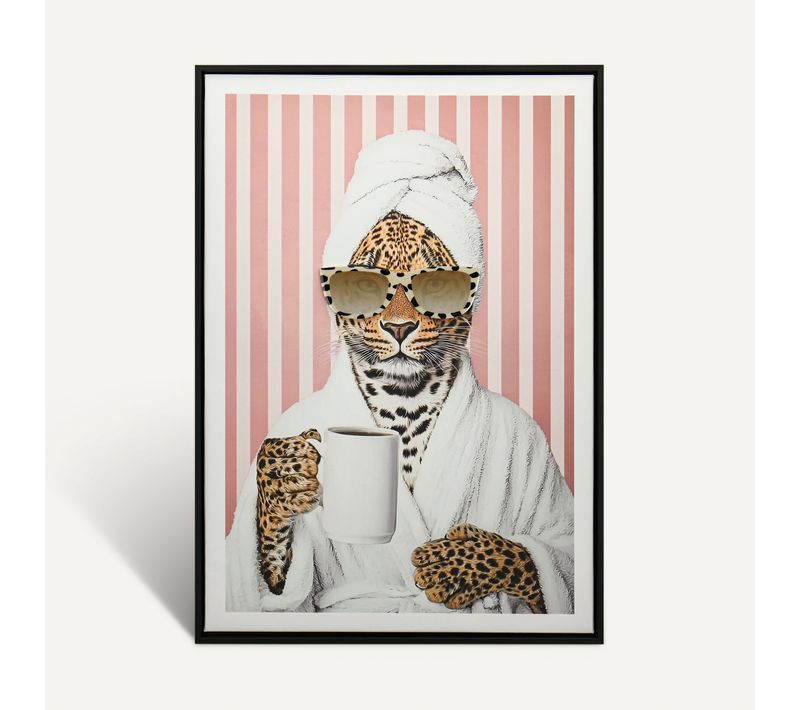 Tableau léopard 50x70 cm PAMELA Rose