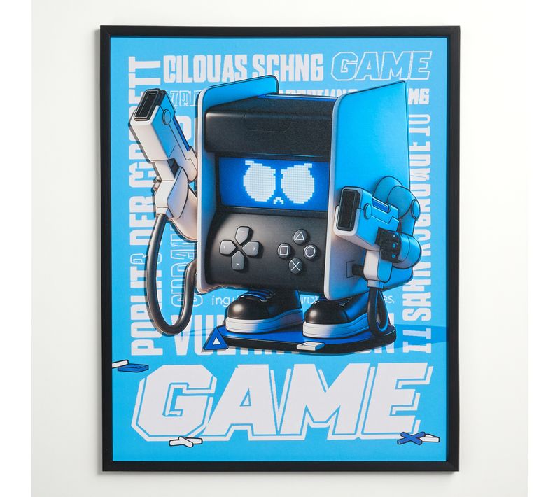 Tableau 40x50 cm GAMING Bleu