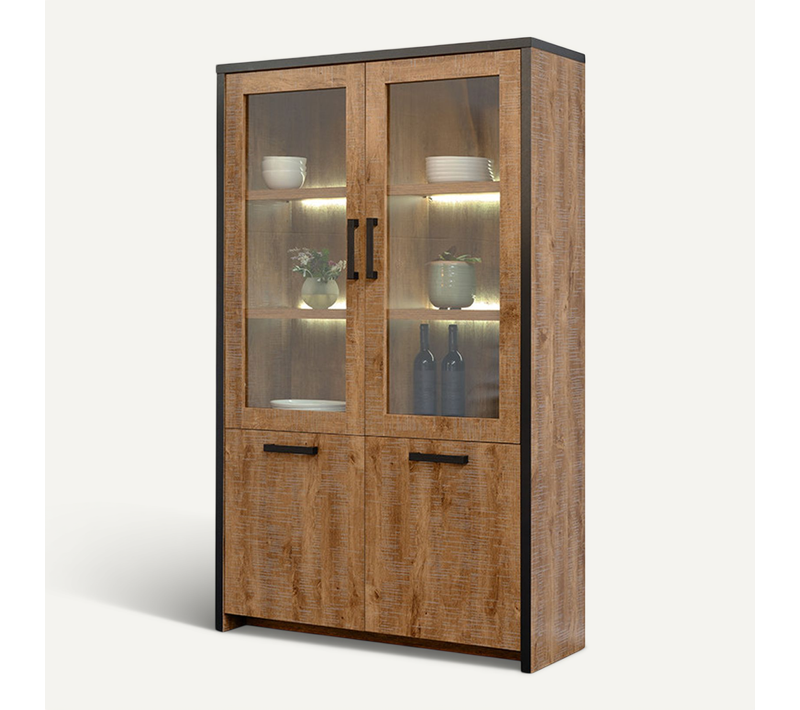 Vitrine 2 Pleines + 2 Portes Vitrées Emie