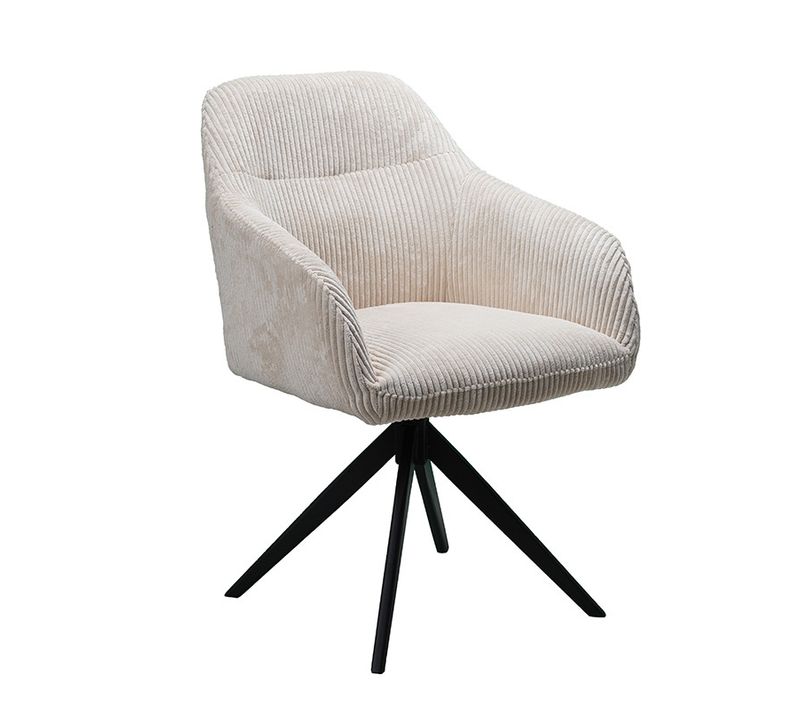 Chaise Pivotante Velours Côtelé Beige Thélyo