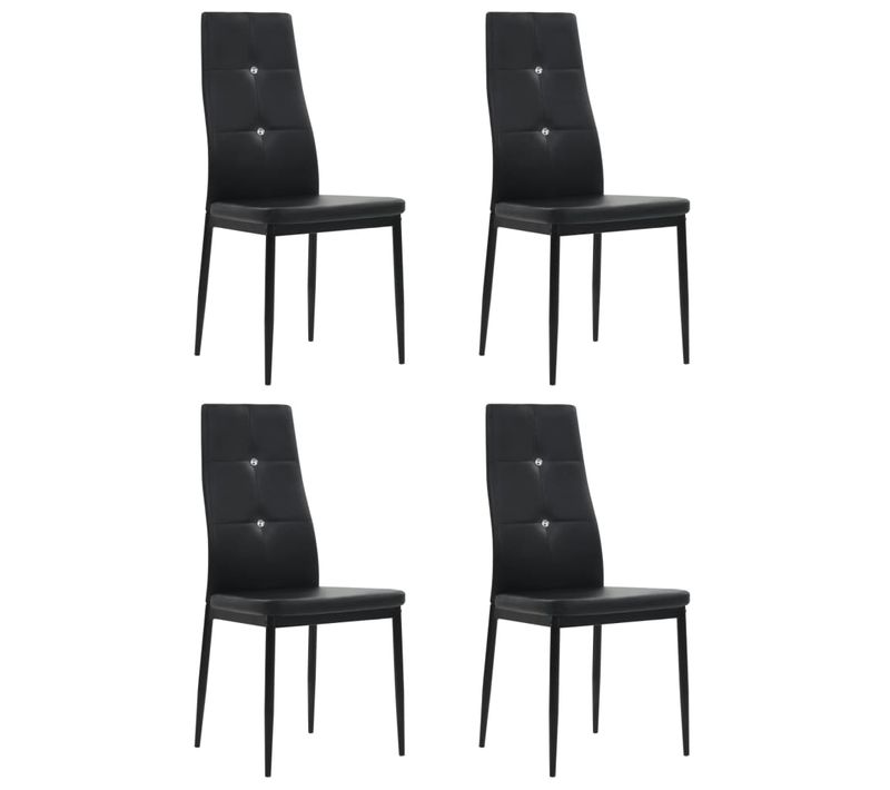 Lot De 4 Chaises De Salle à Manger Cuisine Confortable Et Moderne Dossier Cristaux En Synthétique