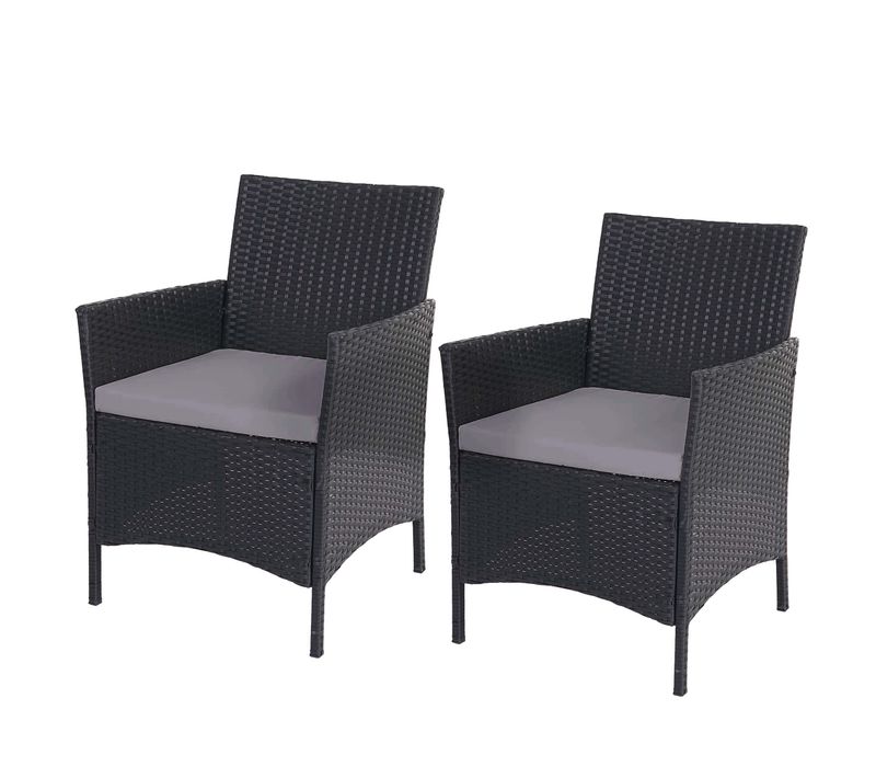 2x Fauteuils Chaises De Jardin En Polyrotin Anthracite Coussins Anthracite 04_0000467