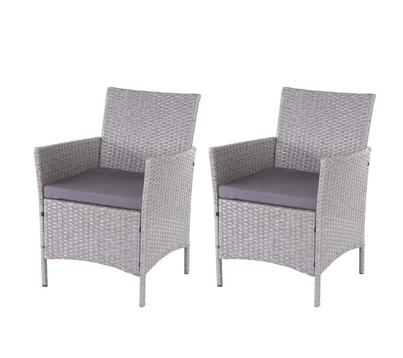 2x Fauteuils Chaises De Jardin En Polyrotin Gris Coussins Anthracite 04_0000472