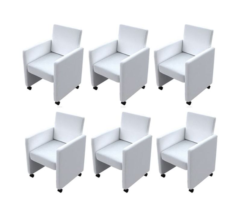 Lot De 6 Chaises De Salle à Manger Cuisine Design Classique Et Moderne Synthétique Blanc Cds022166