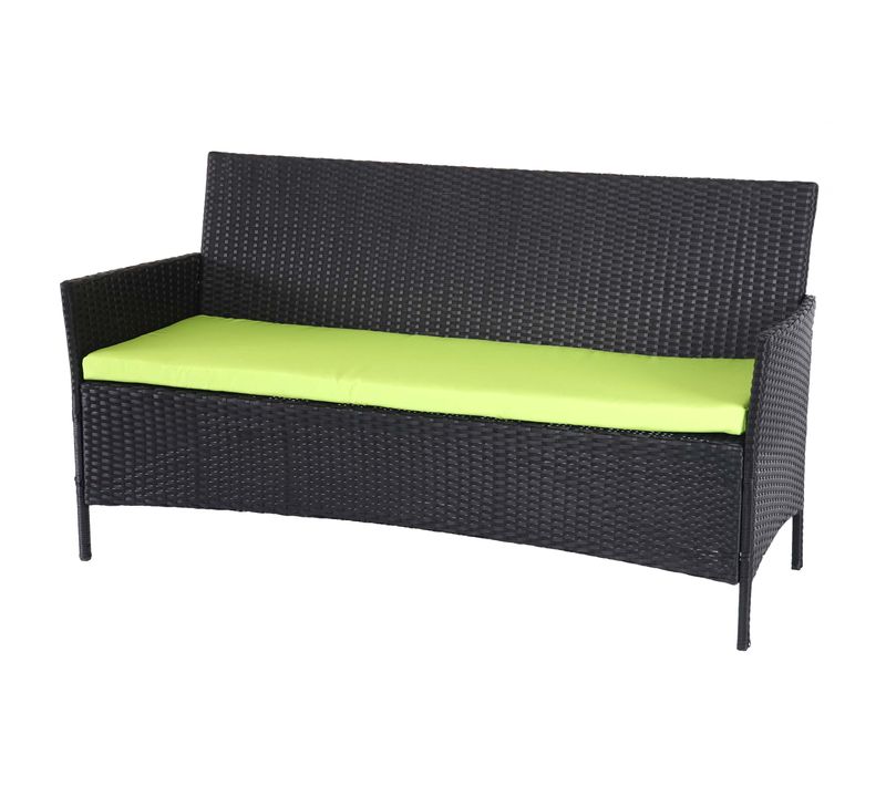 Banc De Jardin 3 Places 154 Cm En Polyrotin Anthracite Coussins Vert 04_0001102