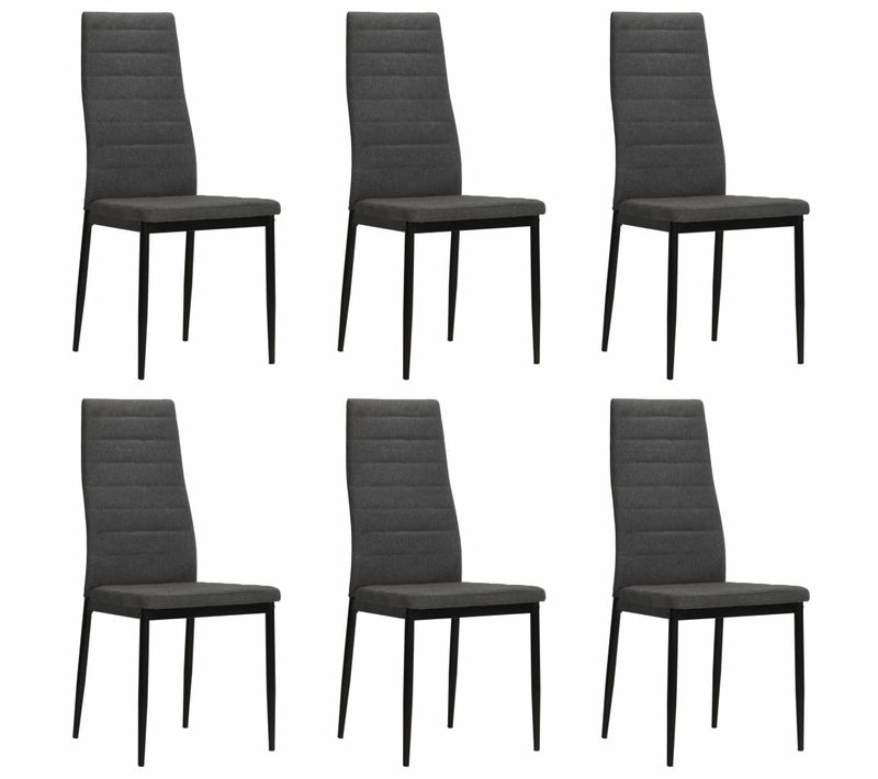 Lot De 6 Chaises De Salle à Manger Cuisine Design Contemporain Tissu Gris Foncé Cds022444