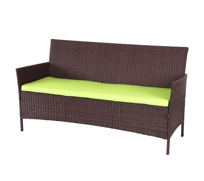 Banc De Jardin 3 Places 154 Cm En Polyrotin Marron Coussins Vert 04_0001106