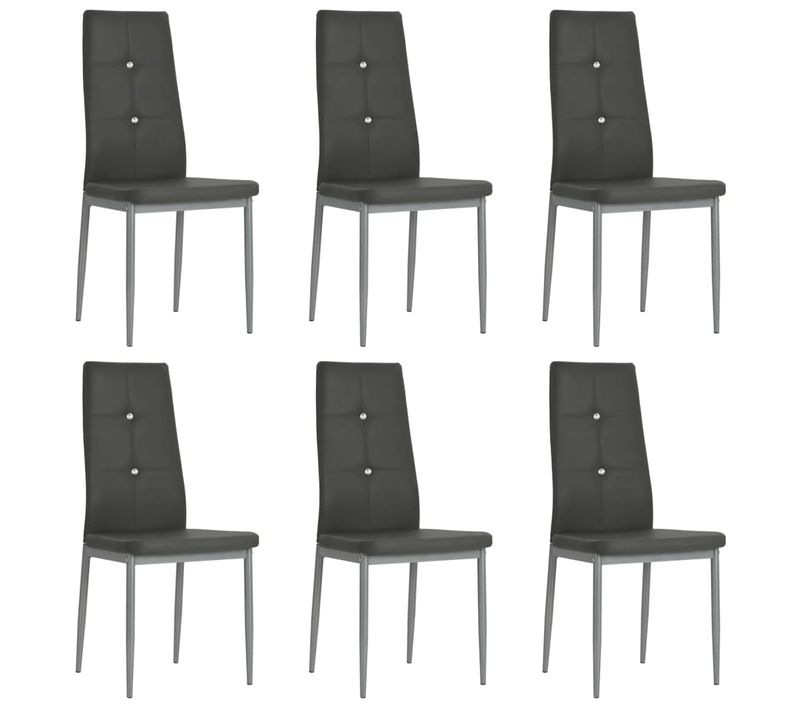 Lot De 6 Chaises De Salle à Manger Cuisine Design Élégant Synthétique Gris Cds022480