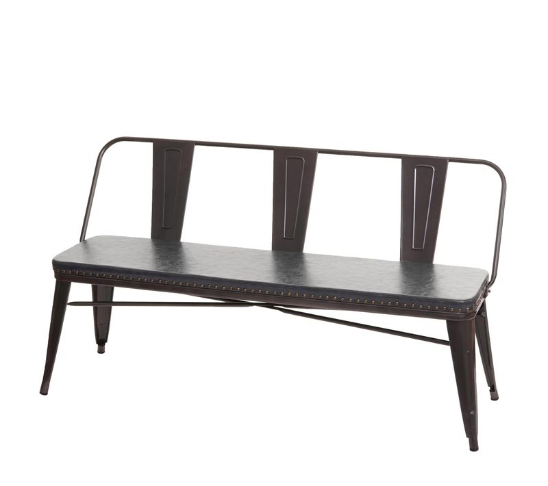 Banc 3 Places Banc De Salle à Manger Cuir Artificiel Chesterfield Noir-gris 04_0000514
