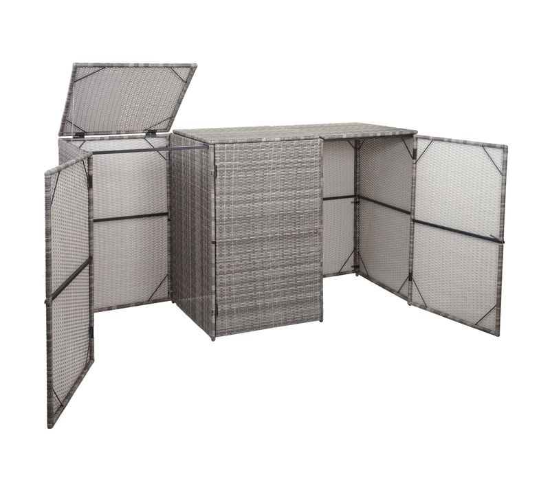 Abri De Poubelles Extérieur Conteneurs à Ordures Polyrotin Jusqu'à 3 Bacs 3x120 Litres Gris 110x19