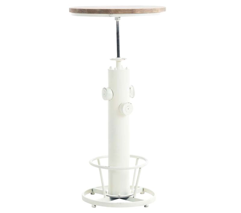 Table Haute Table De Bar Style Industriel Hauteur Réglable 100-123 Cm Repose-pieds Blanc Tab10022