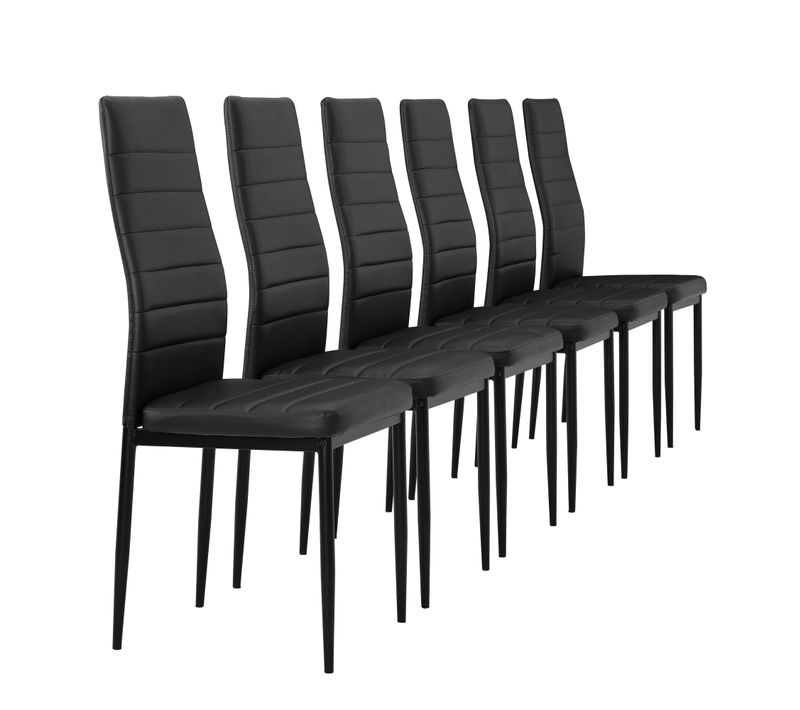 6 X Chaises De Salle à Manger Cuisine Avec Rembourrage Cuir Synthétique Noir 03_0000287