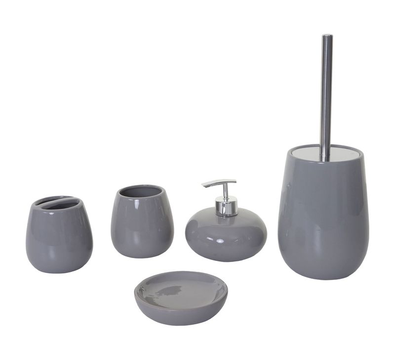 Set De 5 Accessoires De Salle De Bain En Céramique Pour Salle De Bain Gris 04_0003581