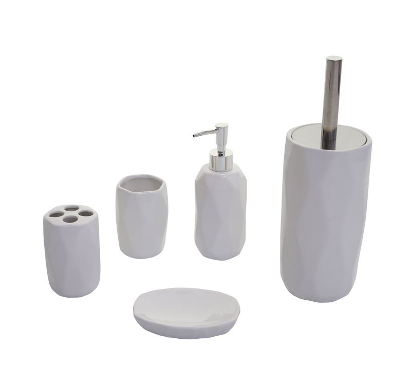 Accessoires De Salle De Bain 5 Pièces Céramique Blanc 04_0003580