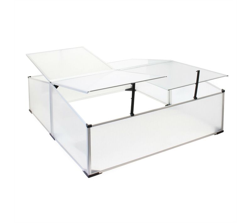 Mini Serre Jardin Double Aluminium Et Polycarbonate 100 X 120 X 40 Cm Ouverture Par V