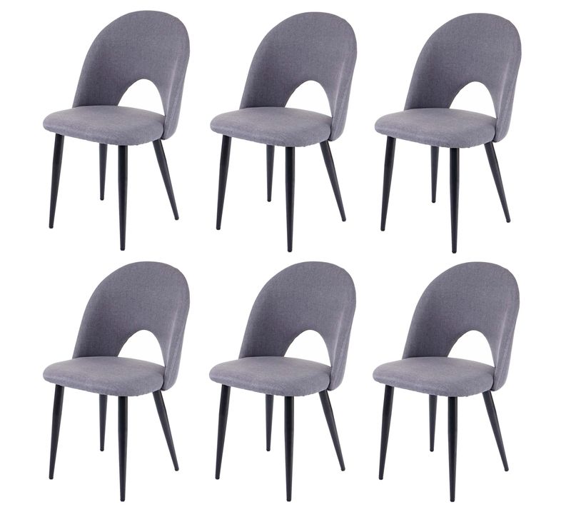 Lot De 6 Chaises De Salle à Manger Cuisine Design Moderne Tissu Et Textile Gris Foncé 04_0000811