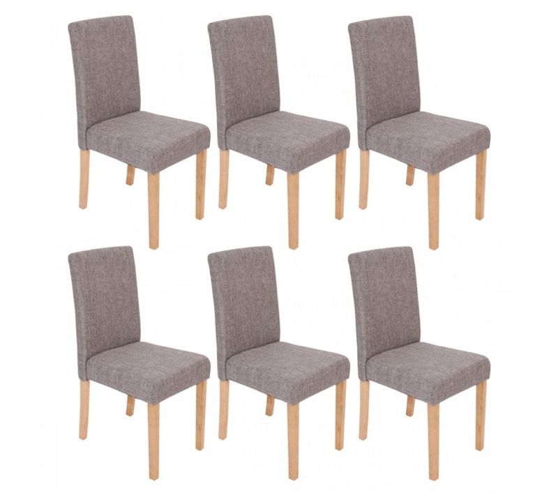 Lot De 6 Chaises De Salle à Manger En Tissu Gris Pieds Clairs Cds04218
