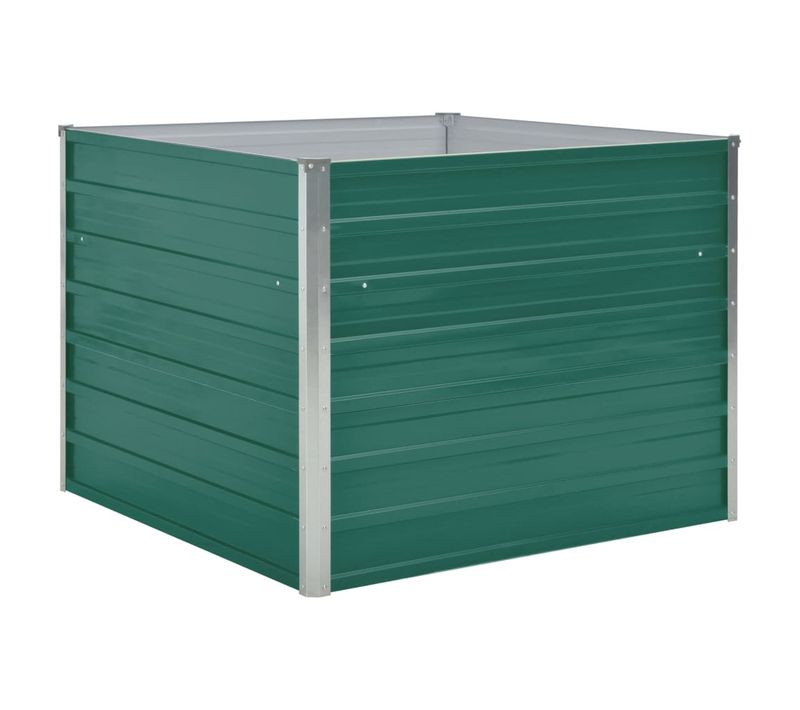 Jardinière Lit Surélevé Plantes Fleurs Jardin 100 X 100 X 77 Cm Acier Galvanisé Vert