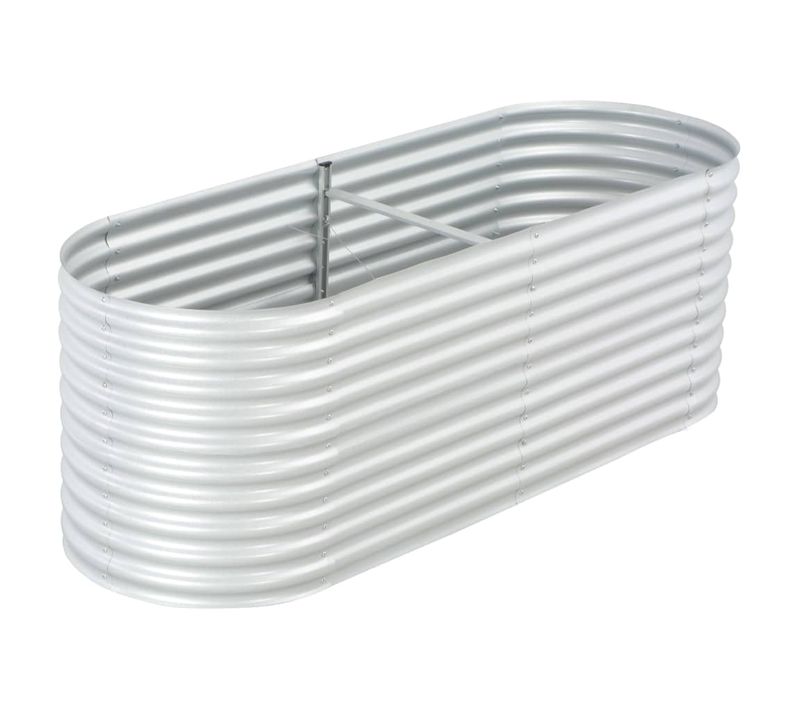 Jardinière Lit Surélevé Plantes Fleurs Jardin 240 X 80 X 81 Cm Acier Galvanisé Argent